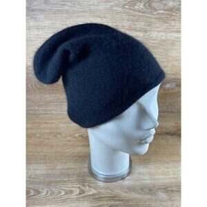 Henri Bendel Black Cashmere Slouchy Beanie